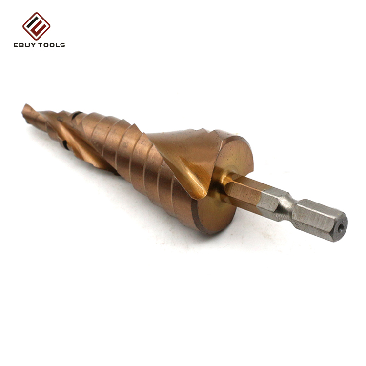 HSS 4241 Degree Spiral Flute Pagoda Titanium Hex Shank Step Drill Bit Cone Set For Metal