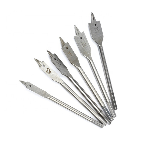  Silvery Working Flat Wood Drill Bit Set
