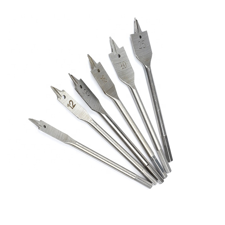  Silvery Working Flat Wood Drill Bit Set