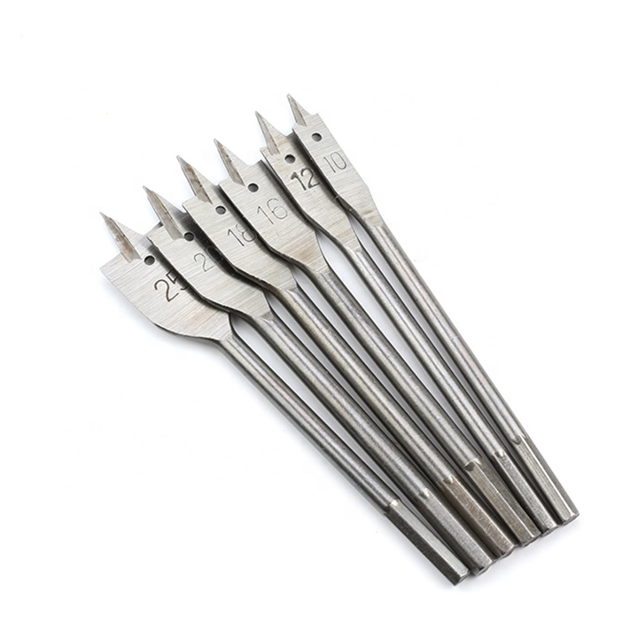  Silvery Working Flat Wood Drill Bit Set