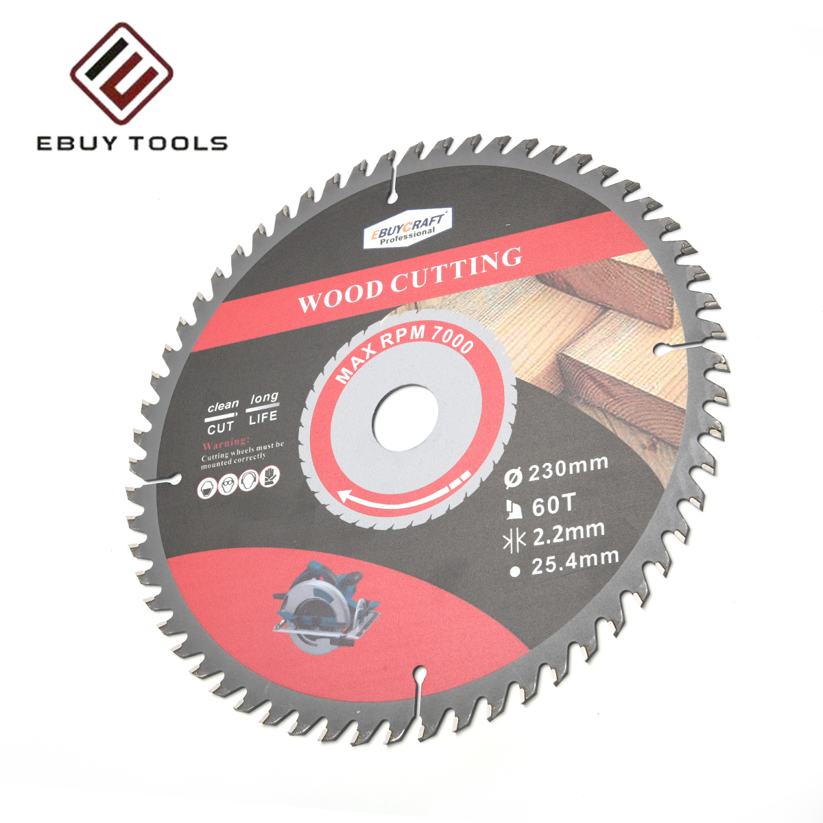 230mm 60T Customized Long Life Clean Cut TCT Saw Blade For Wood Cutting