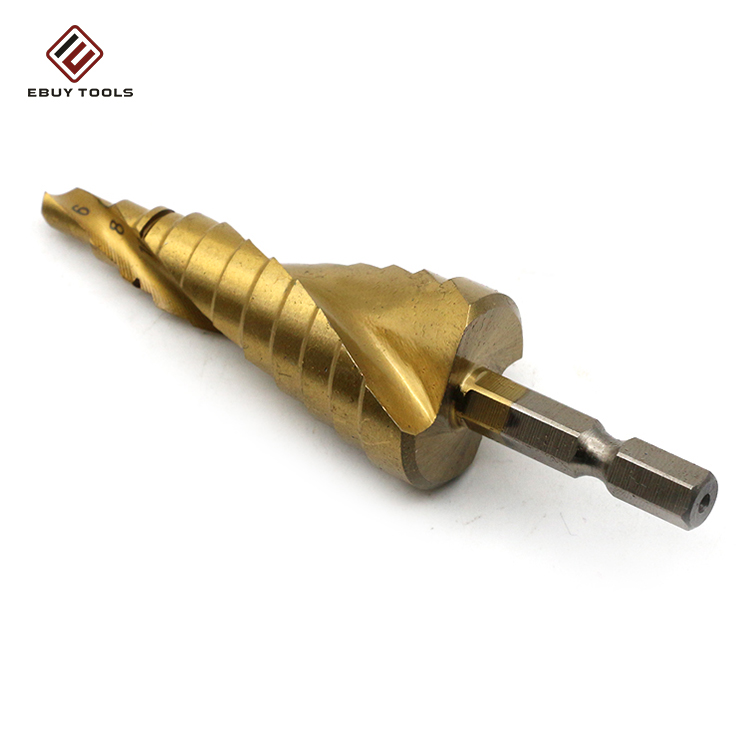HSS 4241 Degree Spiral Flute Pagoda Titanium Hex Shank Step Drill Bit Cone Set For Metal