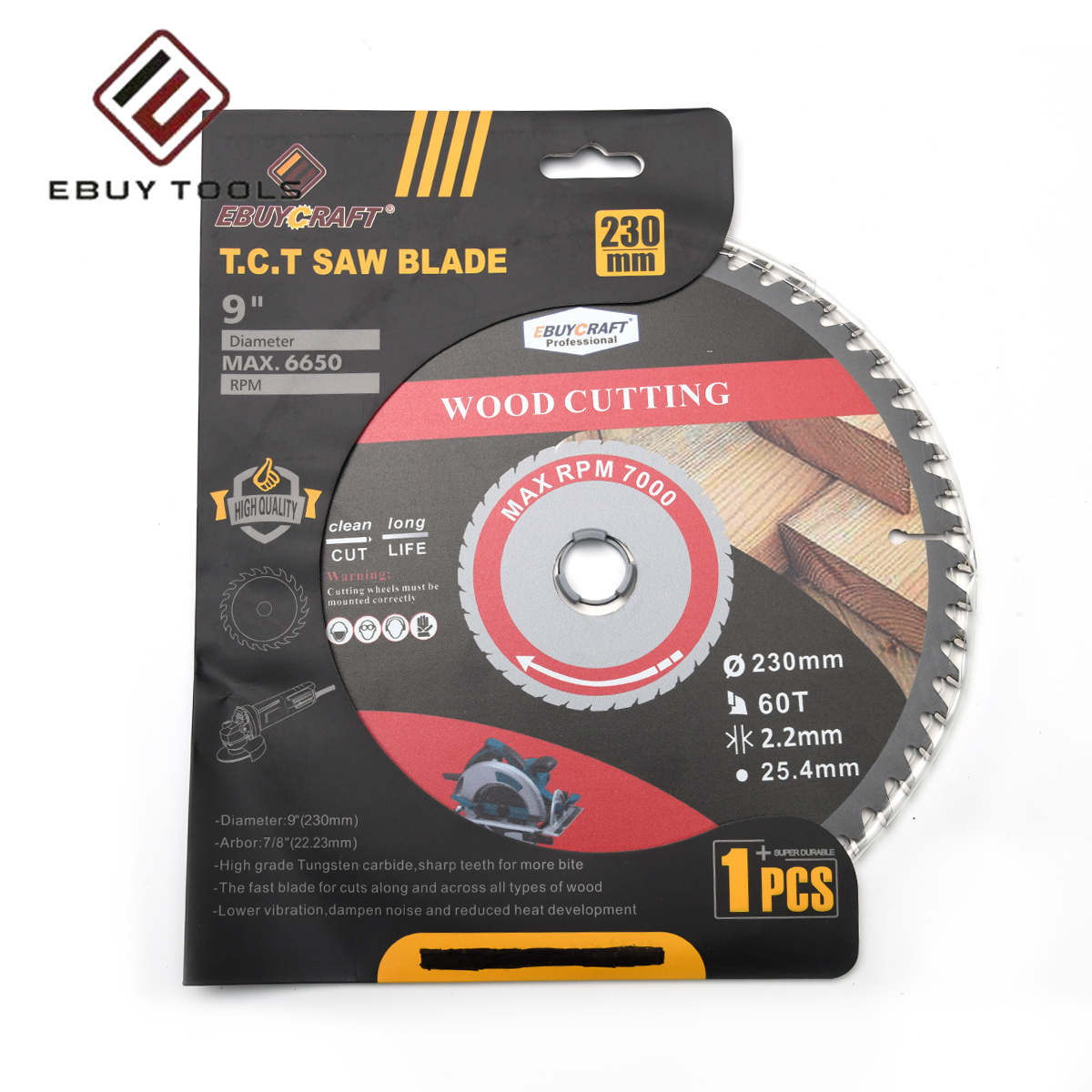 230mm 60T Customized Long Life Clean Cut TCT Saw Blade For Wood Cutting
