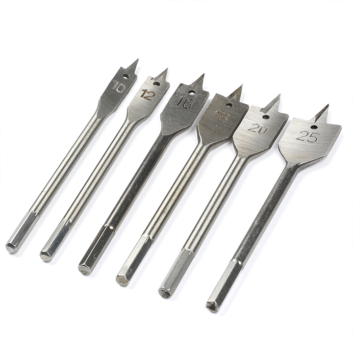  Silvery Working Flat Wood Drill Bit Set
