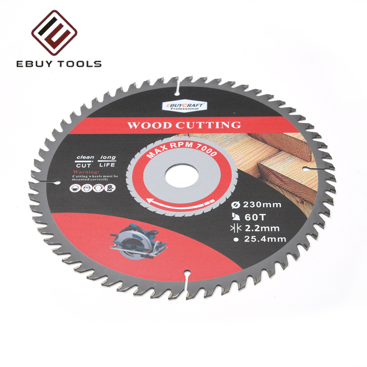 230mm 60T Customized Long Life Clean Cut TCT Saw Blade For Wood Cutting