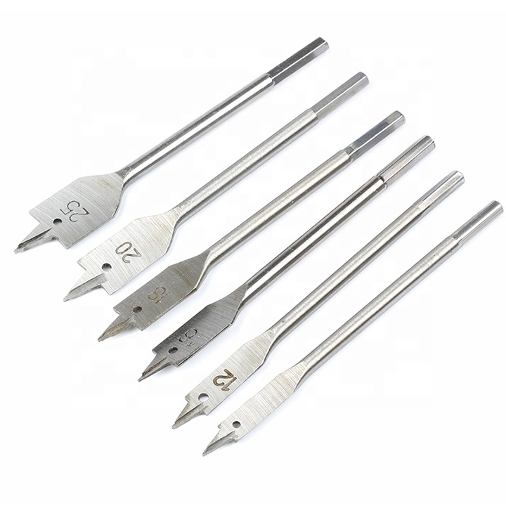  Silvery Working Flat Wood Drill Bit Set