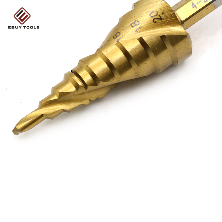 HSS 4241 Degree Spiral Flute Pagoda Titanium Hex Shank Step Drill Bit Cone Set For Metal